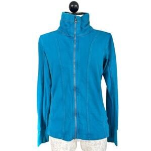 Kuhl Casual Blue Zip Up Jacket Organic Cotton Embroidered Trim Size Medium